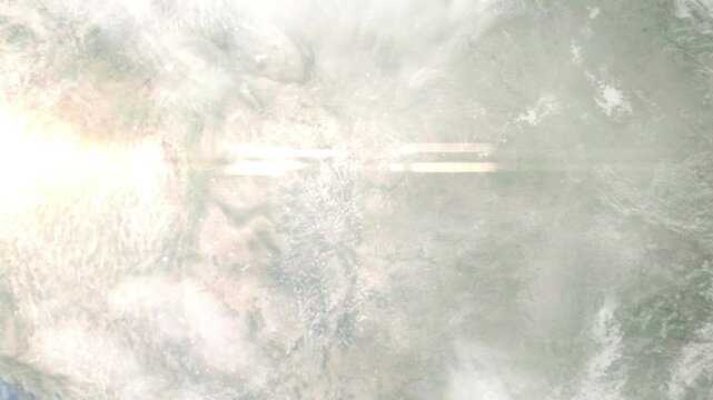 Earth zoom in from space and focus on Broomfield, Colorado, USA. Background for travel blog or intro. Satellite view. 3D style animation. Images from NASA.