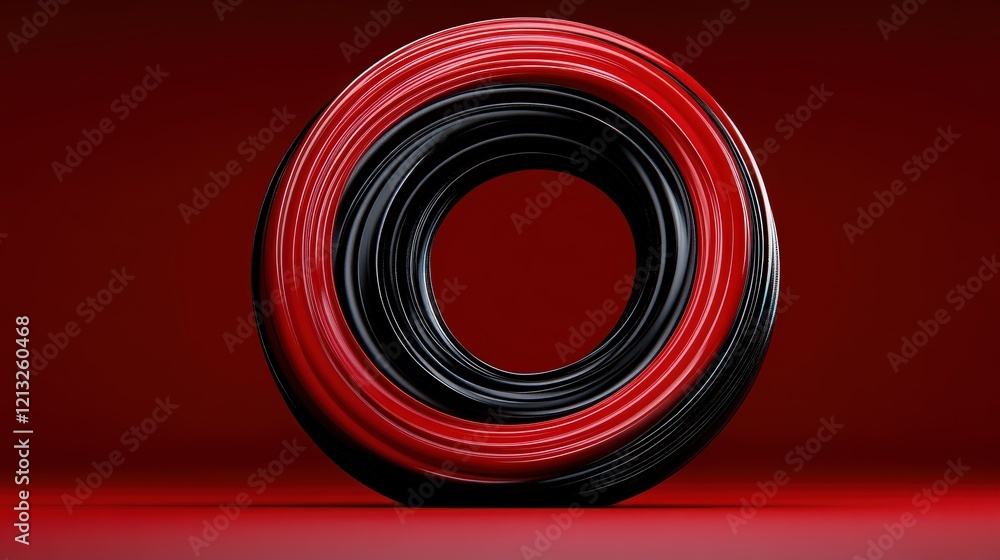 Poster abstract red and black circle: a captivating abstract image featuring a mesmerizing red and black ci