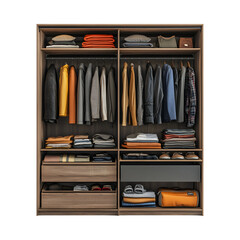 Modular Wardrobe with Customizable Shelving on transparent background