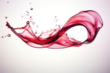 Red wine liquid splash pouring white background