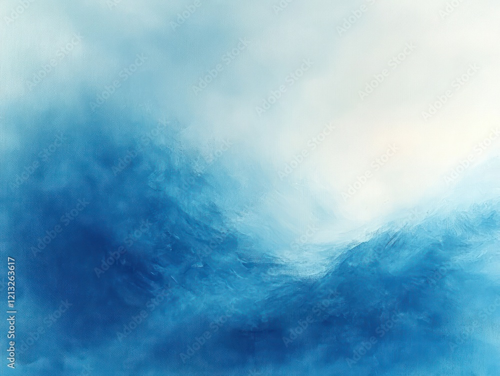 Poster serene abstract painting smooth blue hues calming atmosphere minimalist elegant gradient background