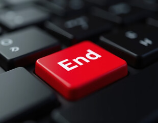 Red 'End' Keyboard Key Close-Up - Navigation and Termination Concept