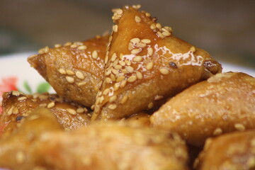 Briwat or Briouat Close Up, Traditional Moroccan Pastry