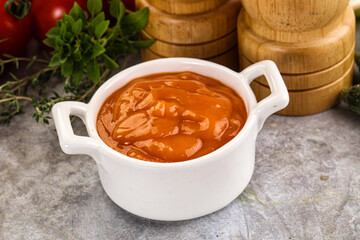 Tasty burger sauce in the bowl