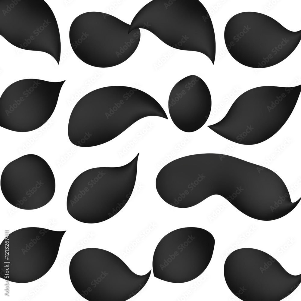 Poster random black shapes pattern high quality png isolated on transparent background
