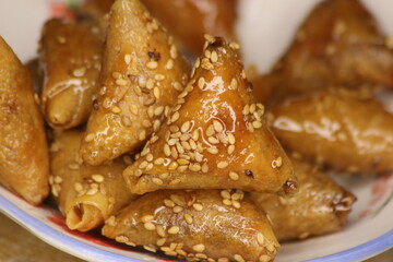 Briwat or Briouat Close Up, Traditional Moroccan Pastry