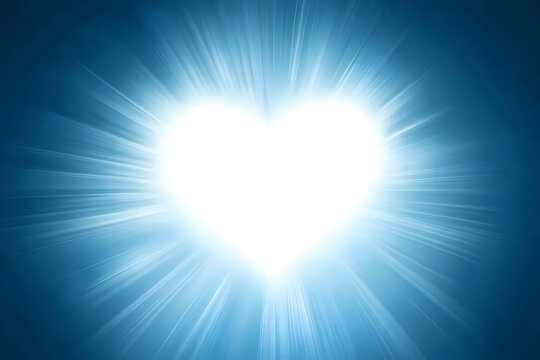 A heart glowing with light, with beams shining outwards to represent emotional healing and positive energy.


