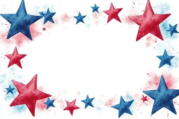Whimsical Red and Light Blue Stars Border Design for Festive Invitations