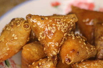 Briwat or Briouat Close Up, Traditional Moroccan Pastry