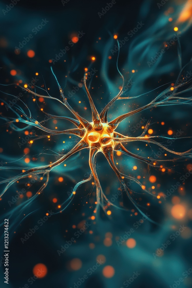 Poster neuron firing and transmitting electrical signals through its network