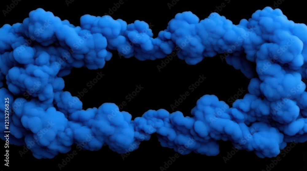 Poster blue smoke frame: an abstract image featuring a vibrant blue smoke cloud artfully arranged to create