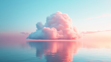 Ethereal Pastel Cloud Reflecting on Tranquil Water Under a Dreamy Sky at Sunset 6