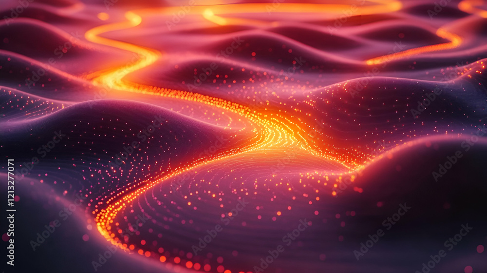 Aufkleber abstract glowing particle waves: dynamic energy flow background