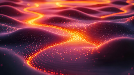 Fototapeta premium Abstract Glowing Particle Waves: Dynamic Energy Flow Background