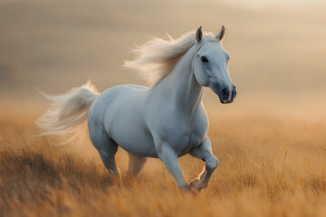 Fototapeta premium Horse Galloping Over Grasses