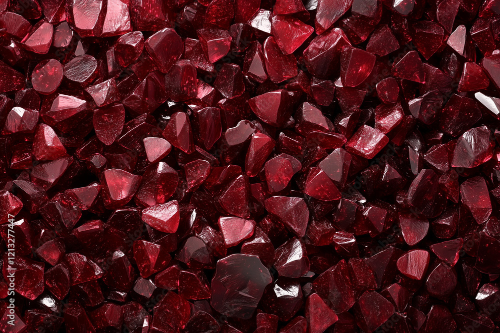 Poster shiny red ruby gemstones sparkling in the light, creating a luxurious background