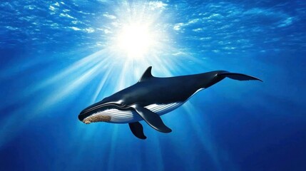 Obraz premium Whale in Sunlit Ocean Depths