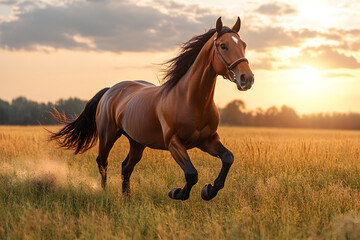Obraz premium Horse Galloping Over Grasses