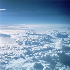 Fototapeta premium Aerial view Cloudscape above Earth, sunlit, high-altitude, travel background