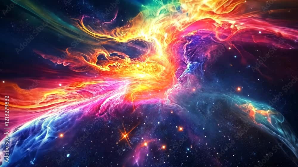 Aufkleber exploring the vibrant wonders of a cosmic swirl illuminated by radiant colors in deep space. generat
