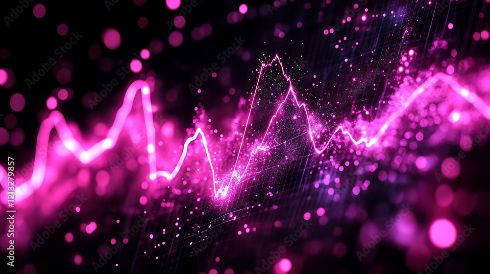 Aufkleber dynamic pink data visualization abstract glowing line graph on dark background. perfect for tech, fi