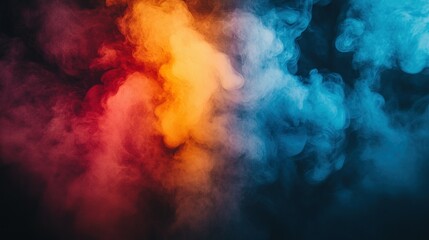 Fototapeta premium Abstract Colorful Smoke Swirling Dark Background