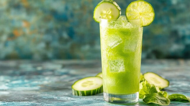 Refreshing Cucumber Lime Smoothie: A vibrant green elixir perfect for summer, made with fresh cucumber, lime, and a touch of basil.