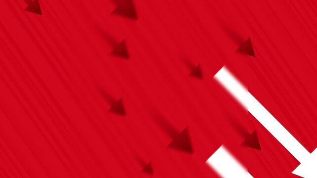 red arrows going down, red arrows decreasing graph, decreasing graph red animation 4k