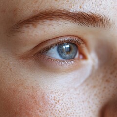 Obraz premium Close-up eye, freckles, sunlight, skincare, beauty