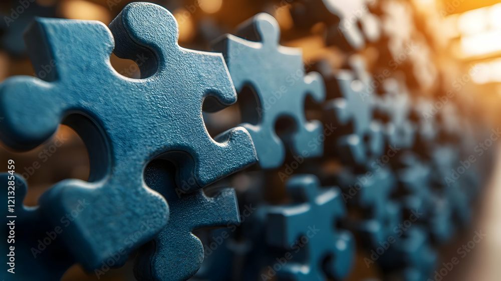 Aufkleber interlocking puzzle pieces: a 3d rendering of a complex solution