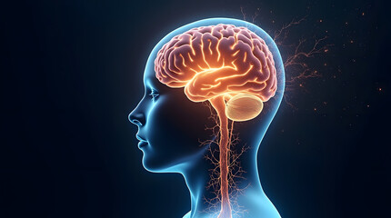 Illuminated Brain Anatomy Highlighting Neural Connections and Human Intelligence in a Vibrant Scientific Visualization .