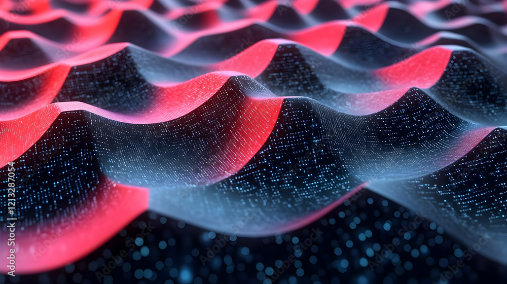 Poster abstract red and blue data wave background texture