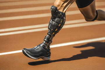 Advanced bionic running prosthetic in motion on track for athletic performance and innovation