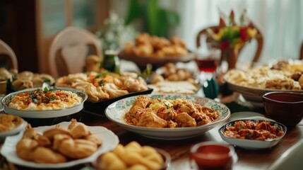 A Bountiful Feast: A Table Filled with Delicious Dishes
