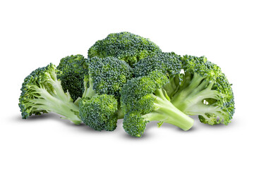 Fresh pile of broccoli on white background
