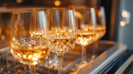 Clean Crystal Wine Glasses in Modern Dishwasher