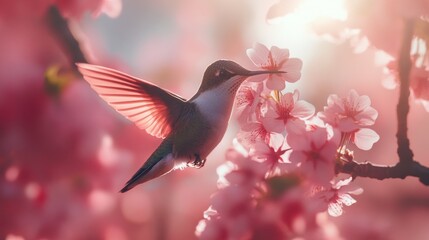 Hummingbird in Blossom: A Symphony of Spring