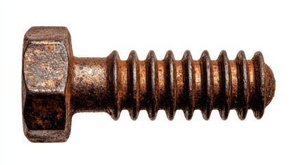 Isolated view of an old wood screw with heavy rust, high-definition textures, perfect for conceptual industrial themes