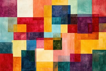 Abstract colorful squares art print wall decor