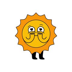 Vector logo design template and graphic element for advertising, branding, heart shape and love, funny cartoon illustrations with smiling character, valentine day mascot