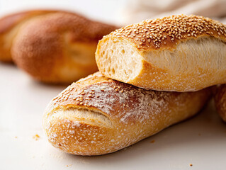 Enjoy a Warm, Freshly Baked Sesame Seed Baguette Straight from the Oven for a Delightful Culinary Experience!