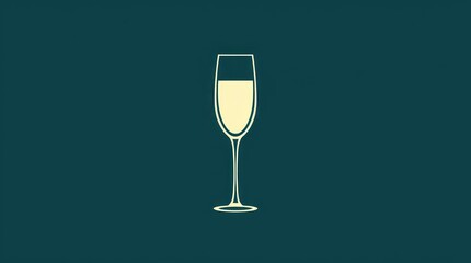 Champagne glass on green background, illustration 