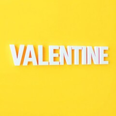 "Valentine" text with a shadow on a light yellow background