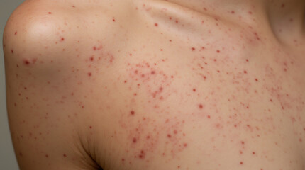 Fototapeta premium human skin with rash, human skin covered in red spots