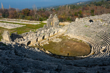 The remains of an ancient Roman theater in Tlos, Turkey.
