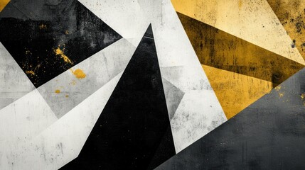 Abstract geometric gold, black, grey textured wall art design