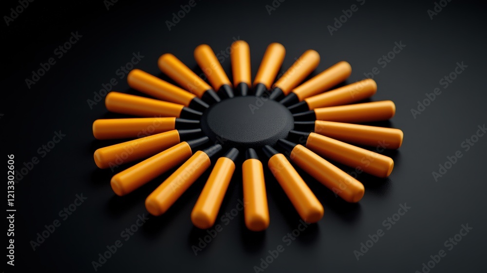 Poster abstract orange and black circular pattern: a captivating abstract image featuring an arrangement of