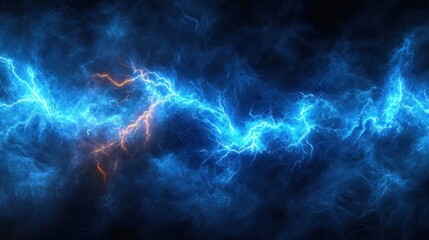 Dynamic Lightning Storm Surrealist Blue Thunderbolts Swirling Mist Ethereal Light Contrast Movement