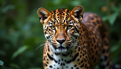 Obraz premium Magnificent Leopard in Lush Green Foliage