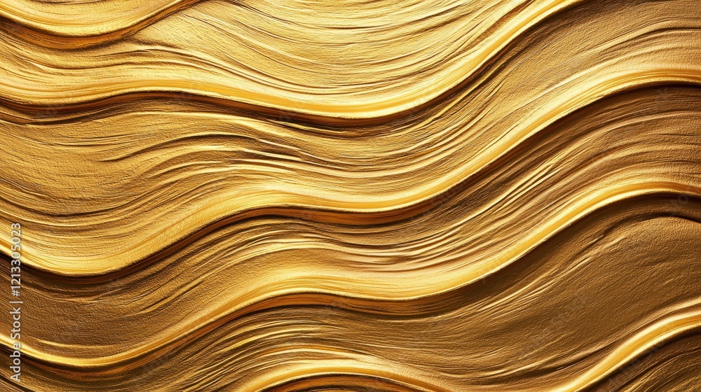 Poster Textured Golden Waves with Glossy Finish Creation and Design